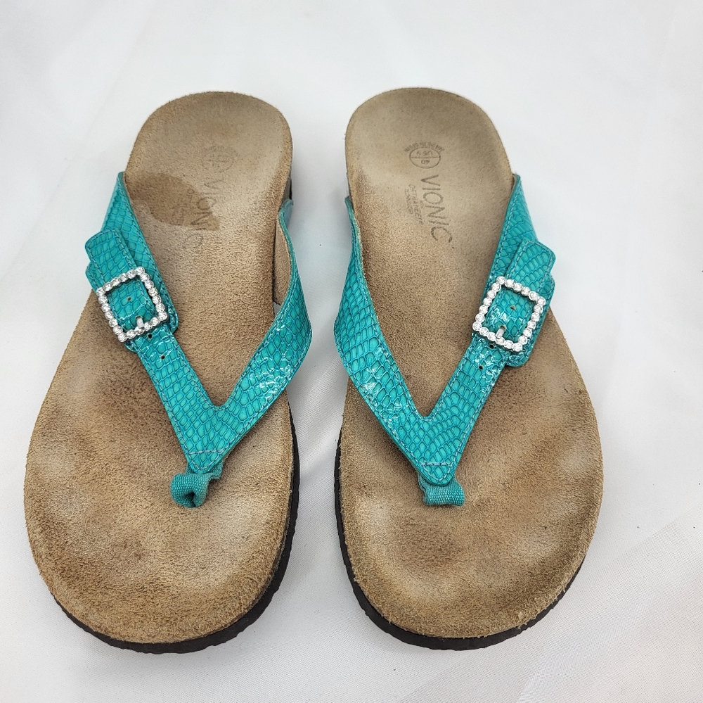 VIONIC Leather Aqua Flipflops